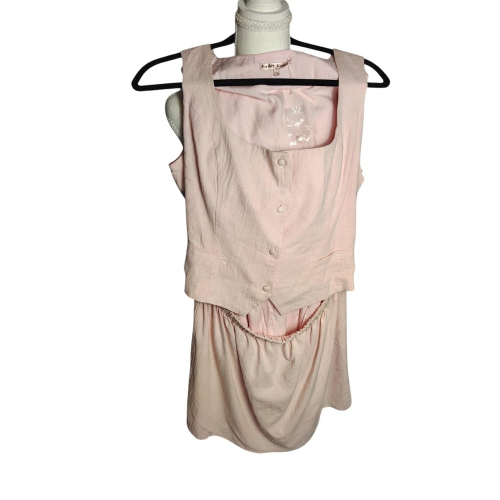 Bailey Rose Pink Vest Front‎ Romper Button Down Sleeveless Tie Back BRD2647 L